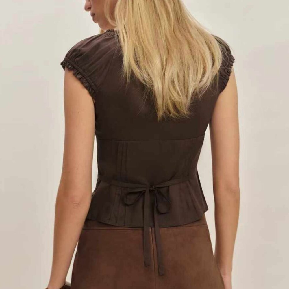 Reformation Brown Button-Down Blouse - image 4